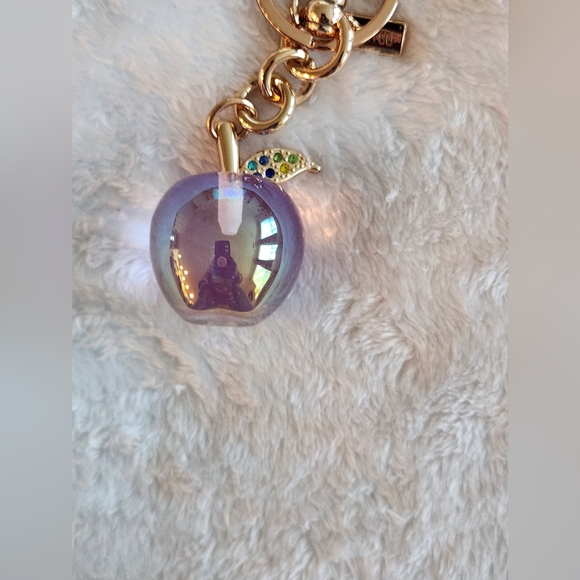 Purple Apple Keychain with Gold Accents Bag Charm - Picture 4 of 4